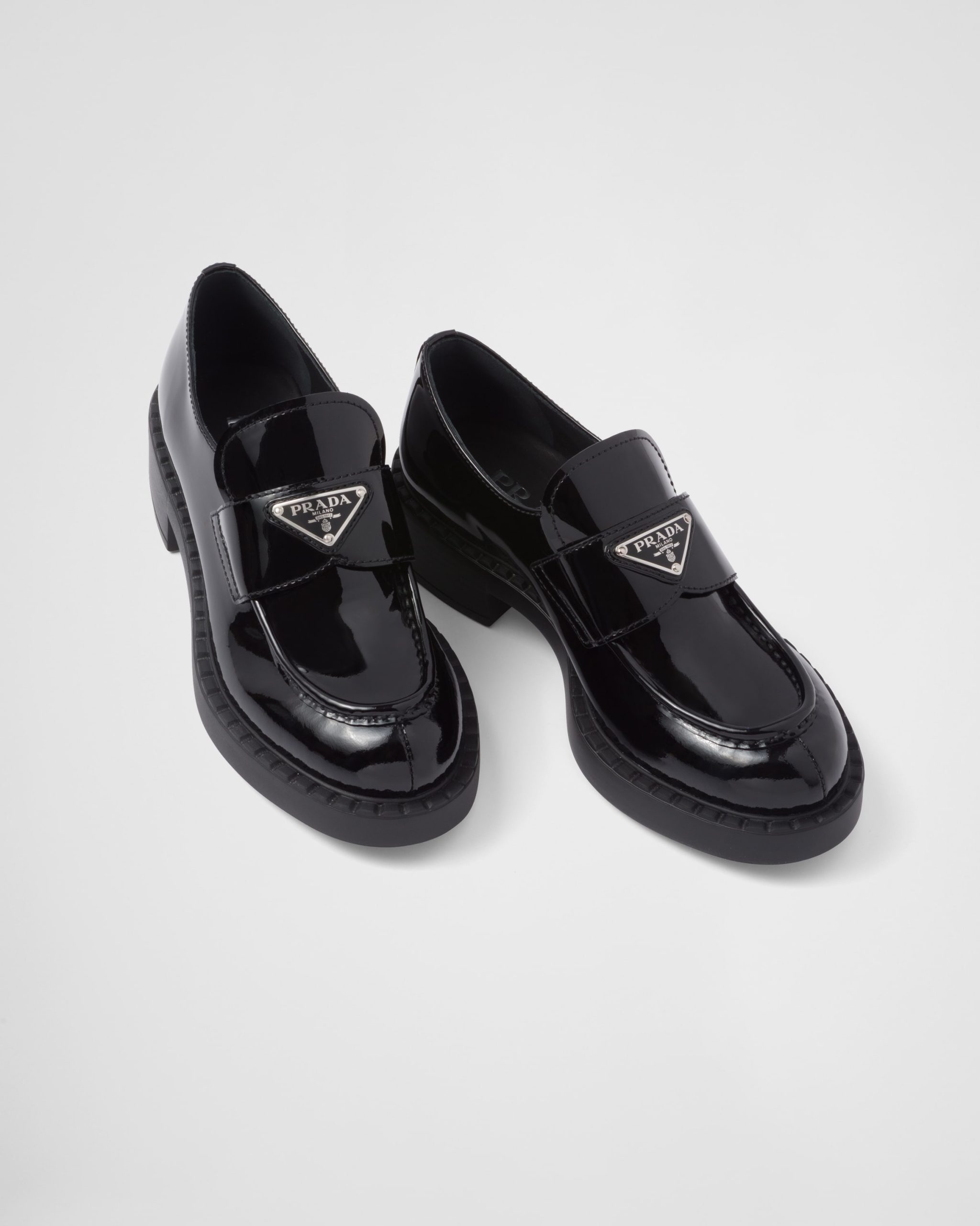 CHOCOLATE PATENT LEATHER LOAFERS, BLACK