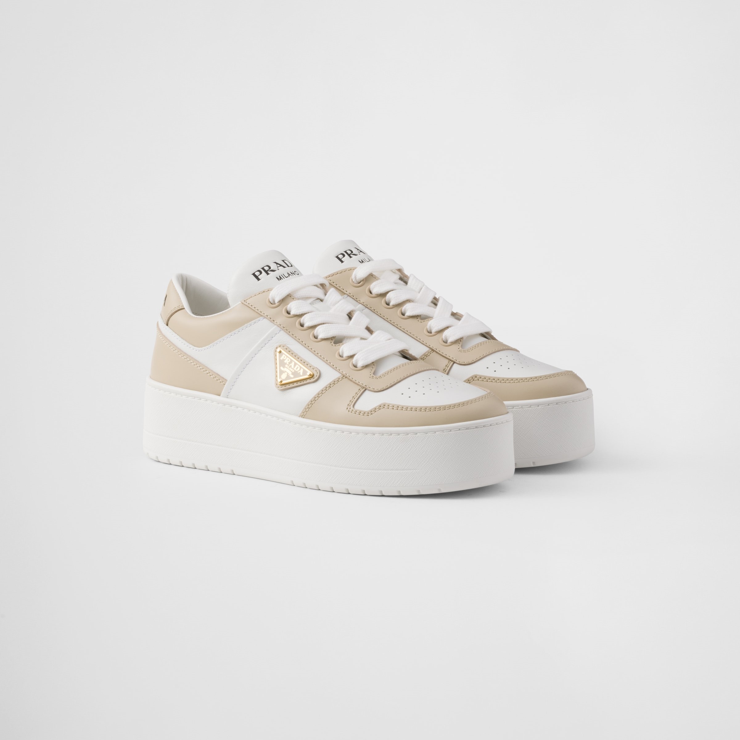 DOWNTOWN BOLD LEATHER SNEAKERS, DESERT/WHITE