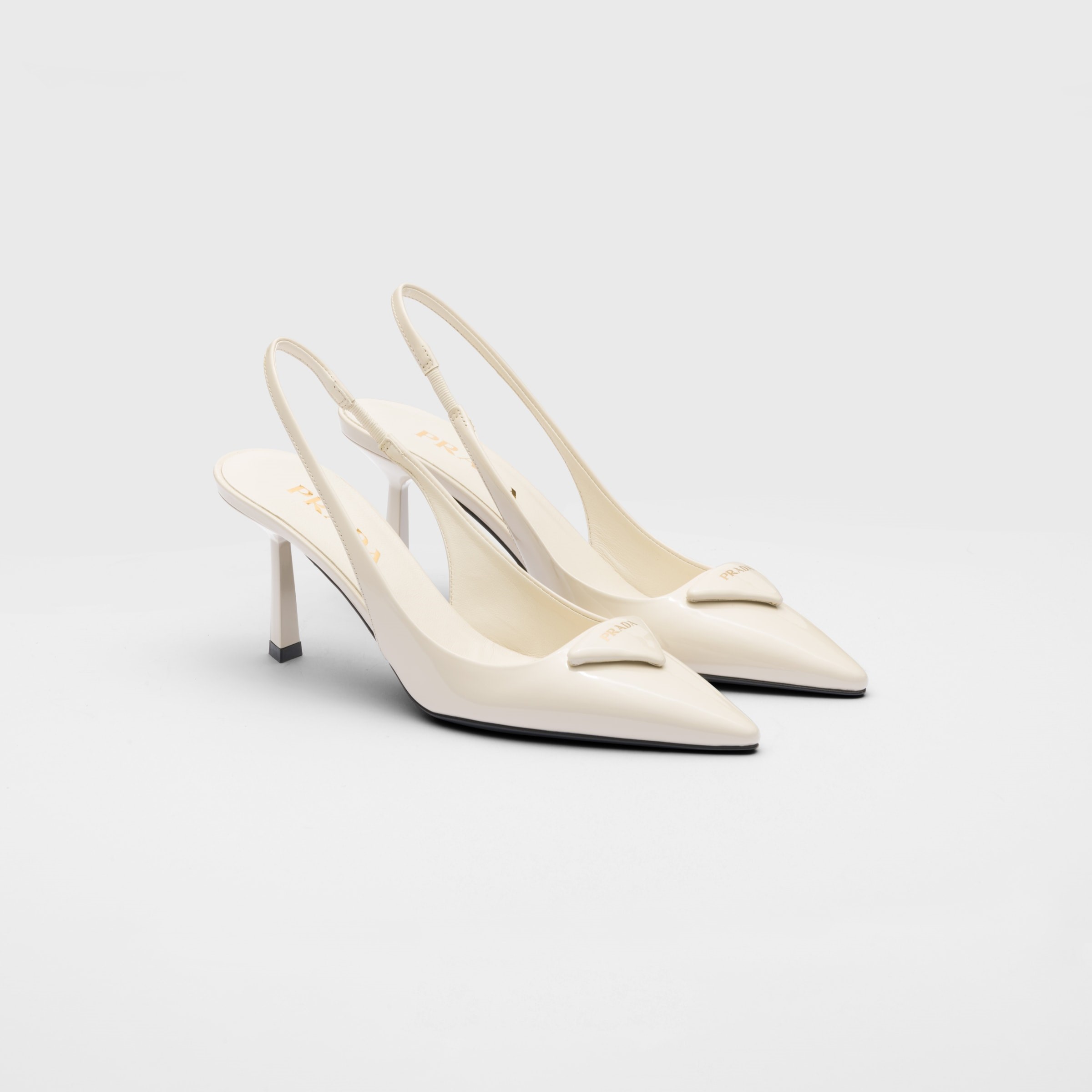 PATENT LEATHER SLINGBACK PUMPS, IVORY