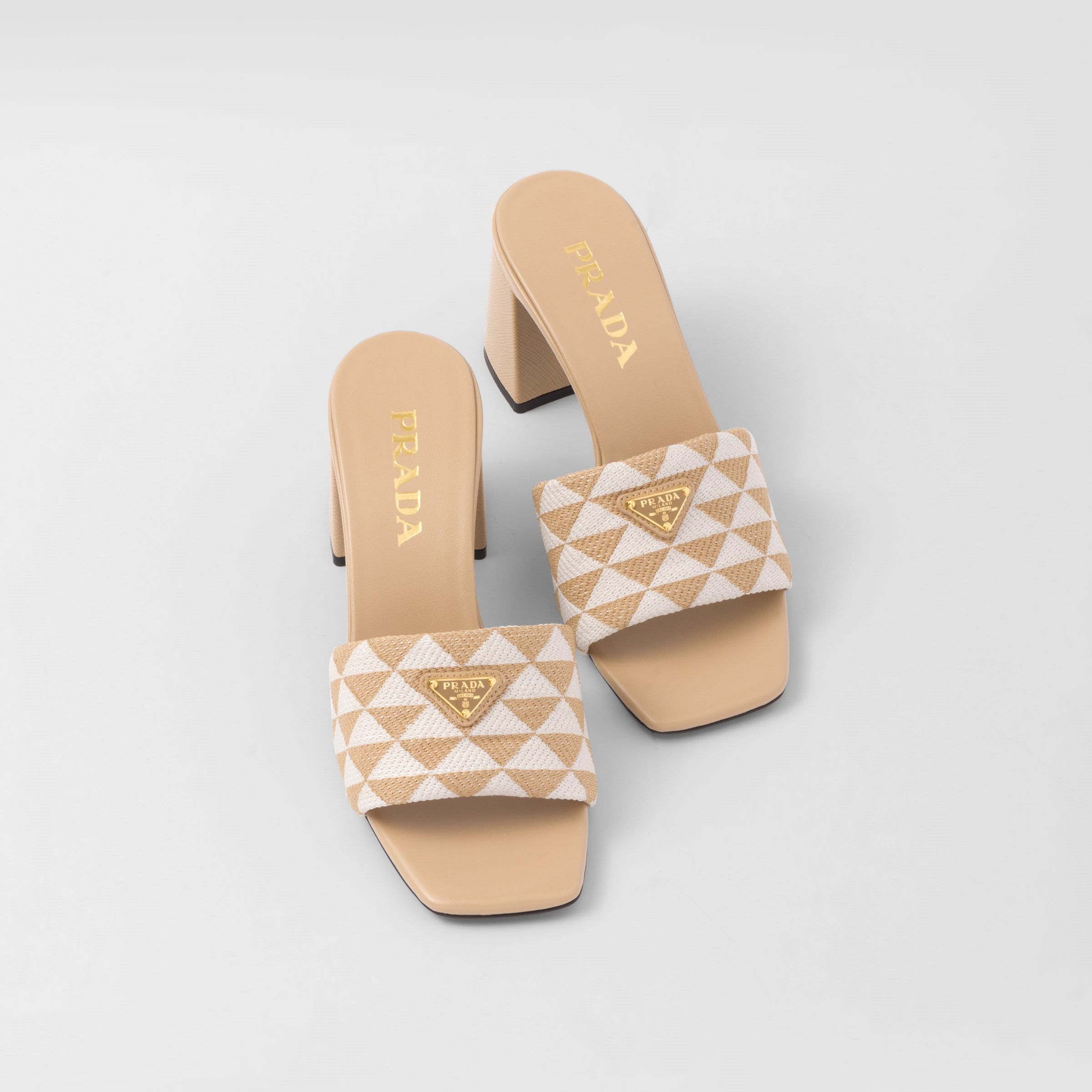 EMBROIDERED FABRIC SANDALS, BEIGE/CHALK WHITE