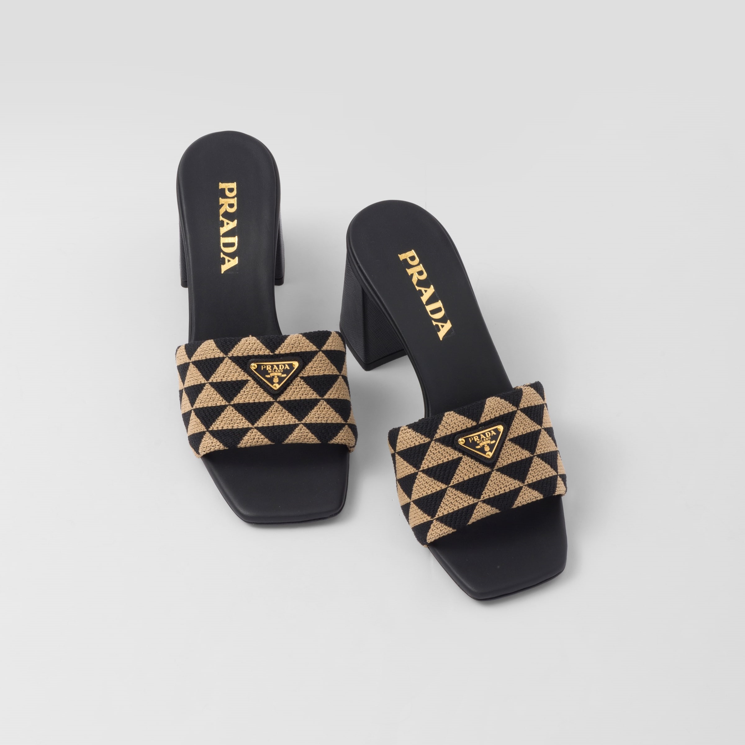 EMBROIDERED FABRIC SANDALS, BLACK/BEIGE