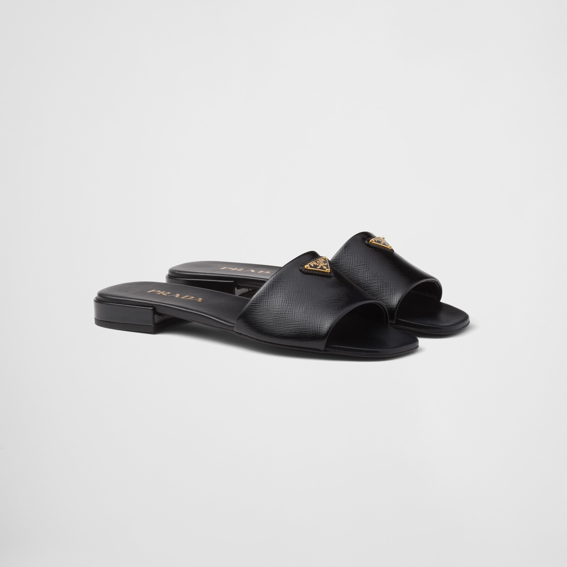 SAFFIANO PATENT LEATHER SLIDES