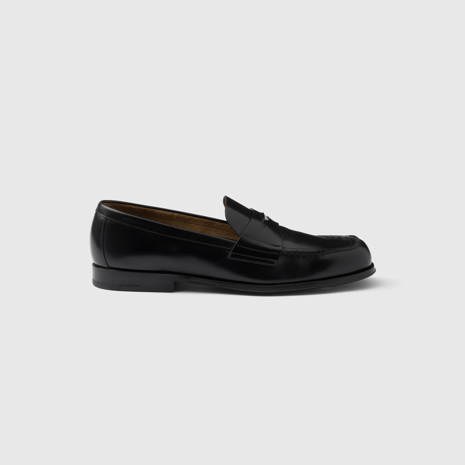 BRUSHED LEATHER LOAFERS, BLACK