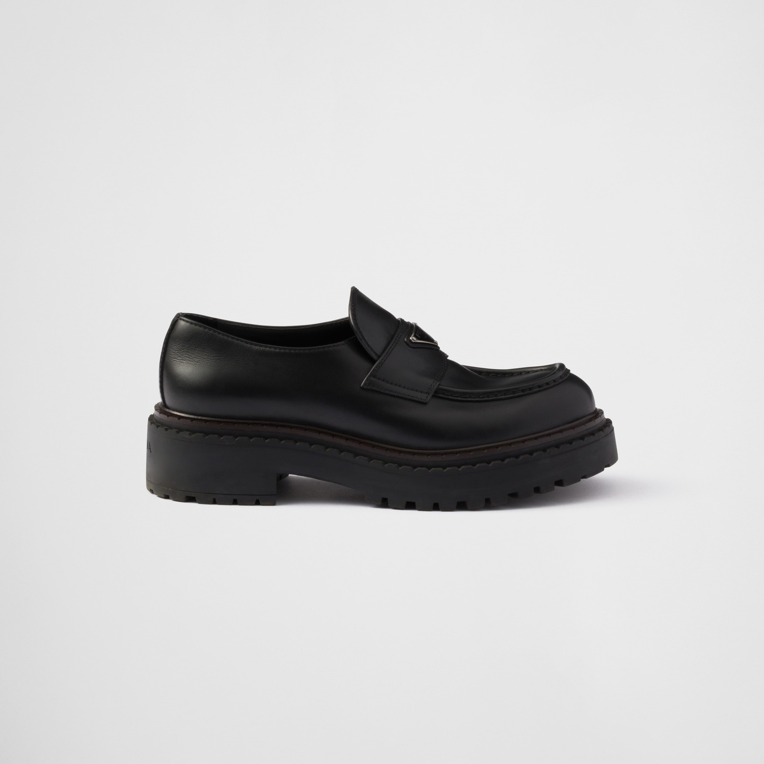 DOUBLE CHOCOLATE LEATHER LOAFERS, BLACK