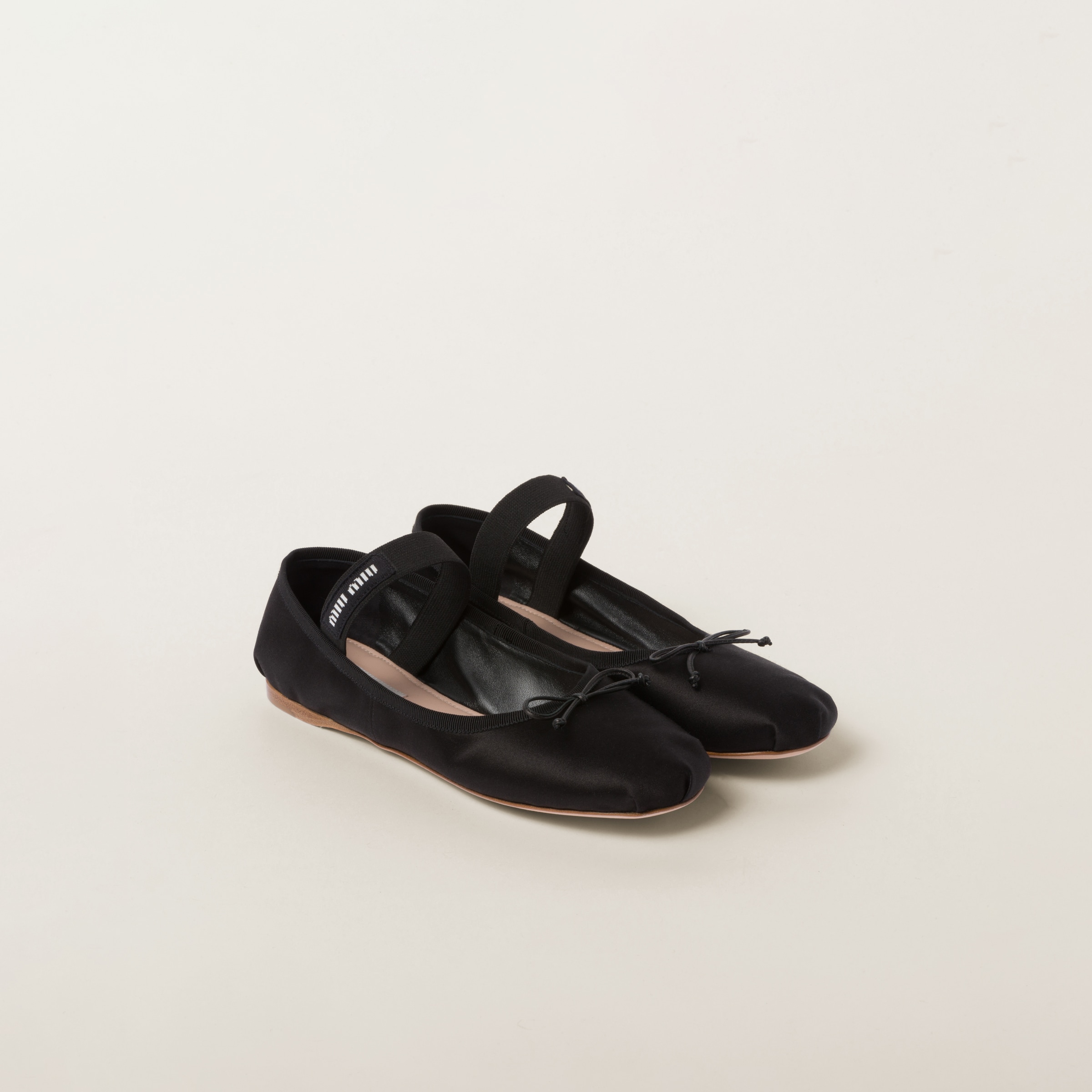 SATIN BALLERINAS, BLACK