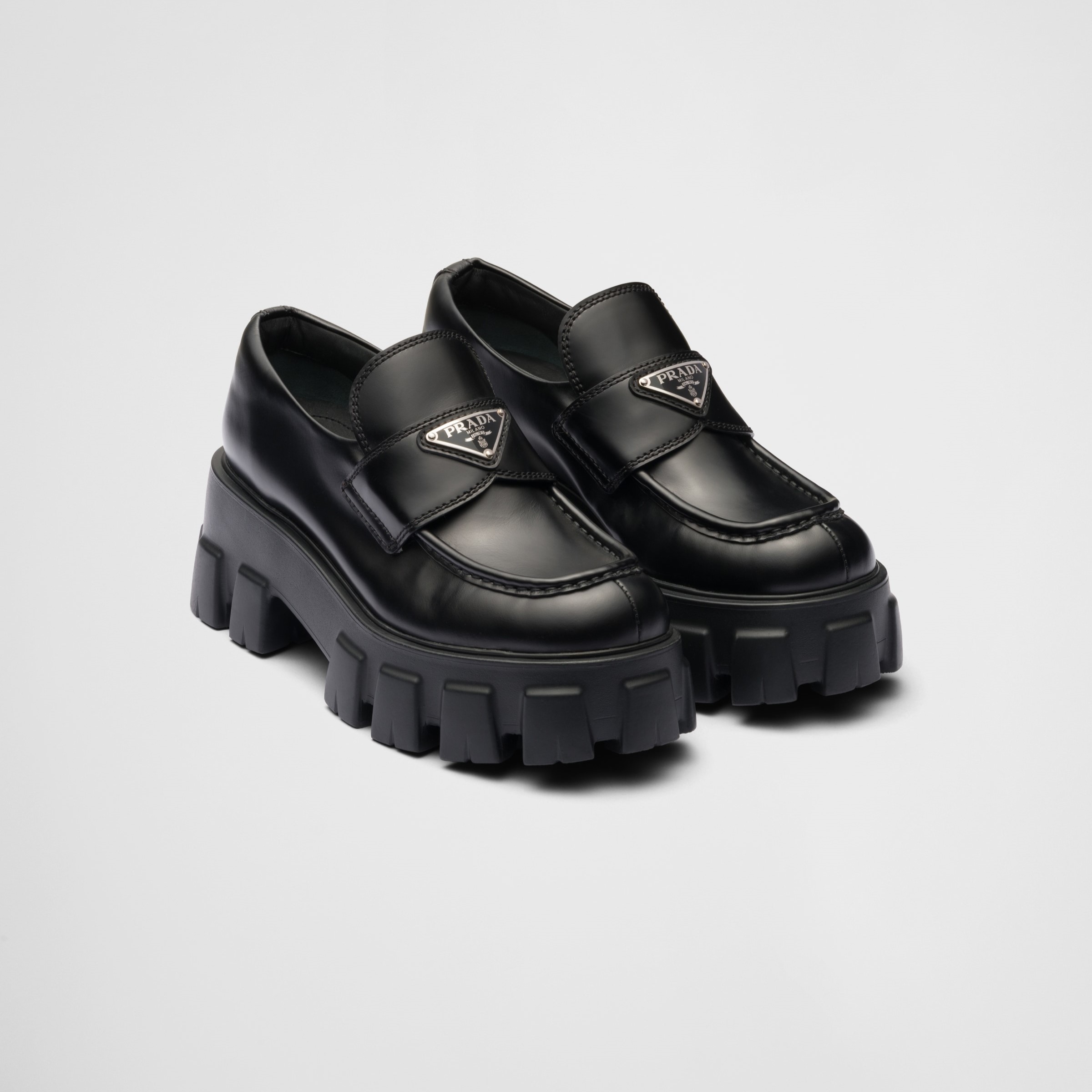 BRUSHED LEATHER MONOLITH LOAFERS