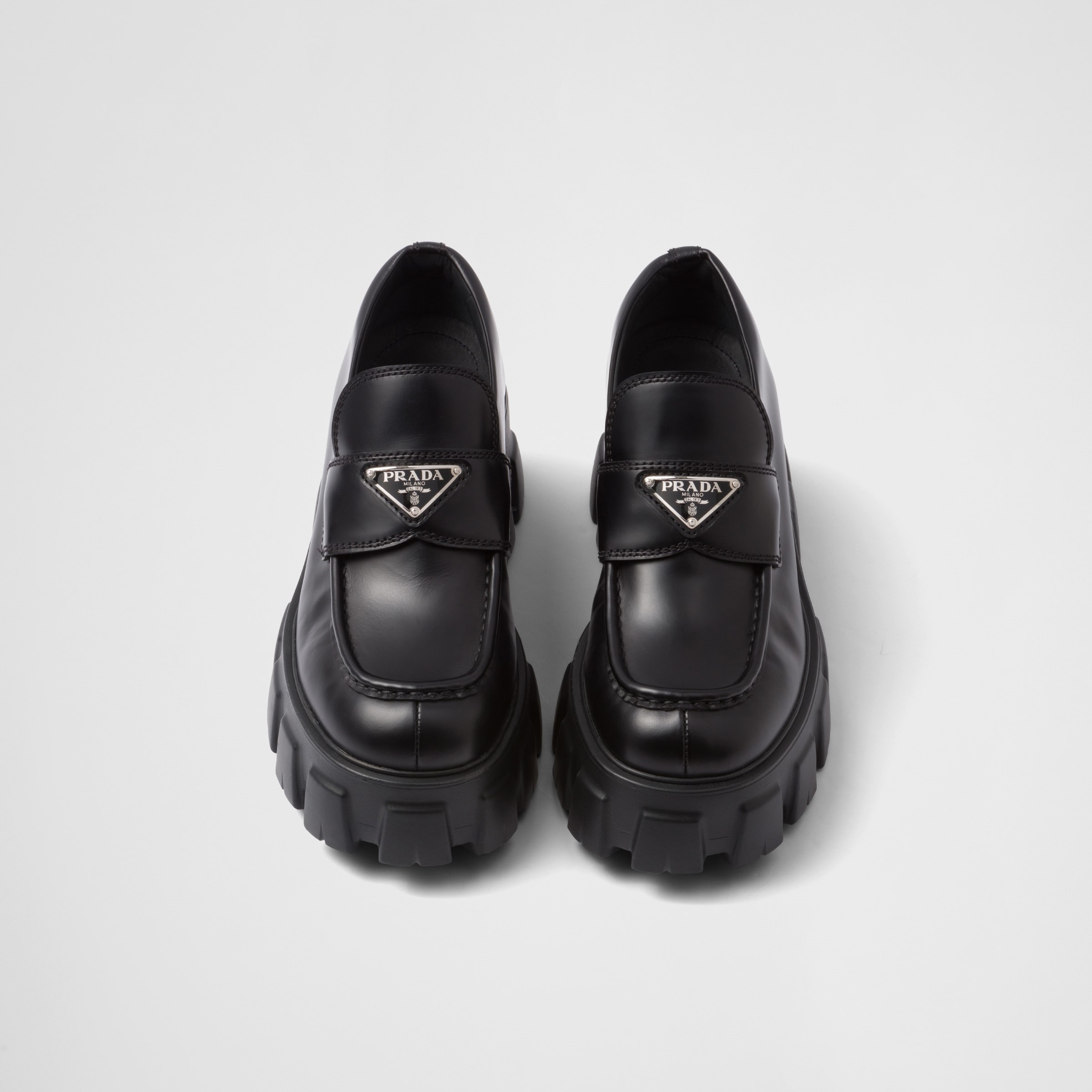 BRUSHED LEATHER MONOLITH LOAFERS