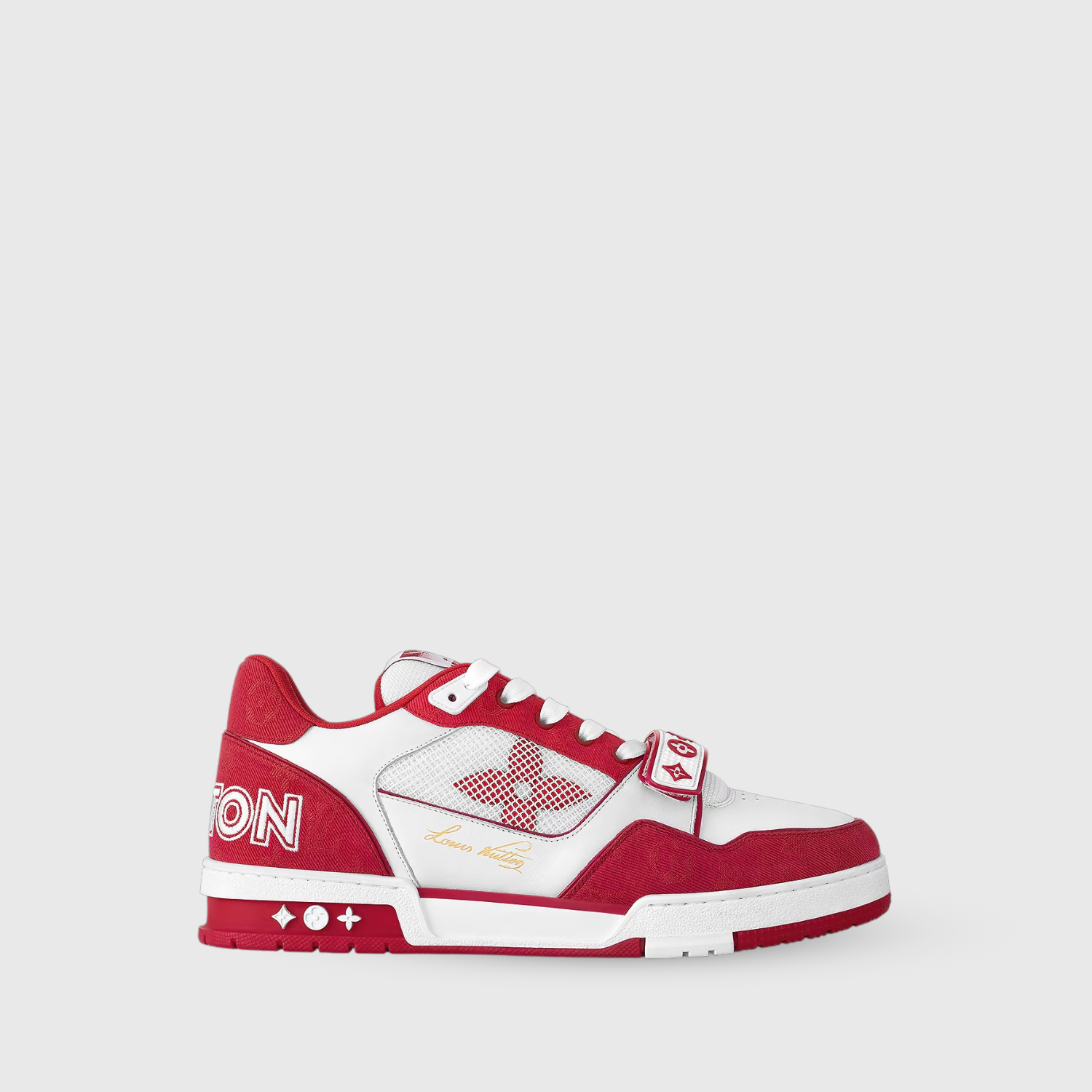 LV TRAINER SNEAKER, RED/ ADJUSTABLE VELCRO STRAP