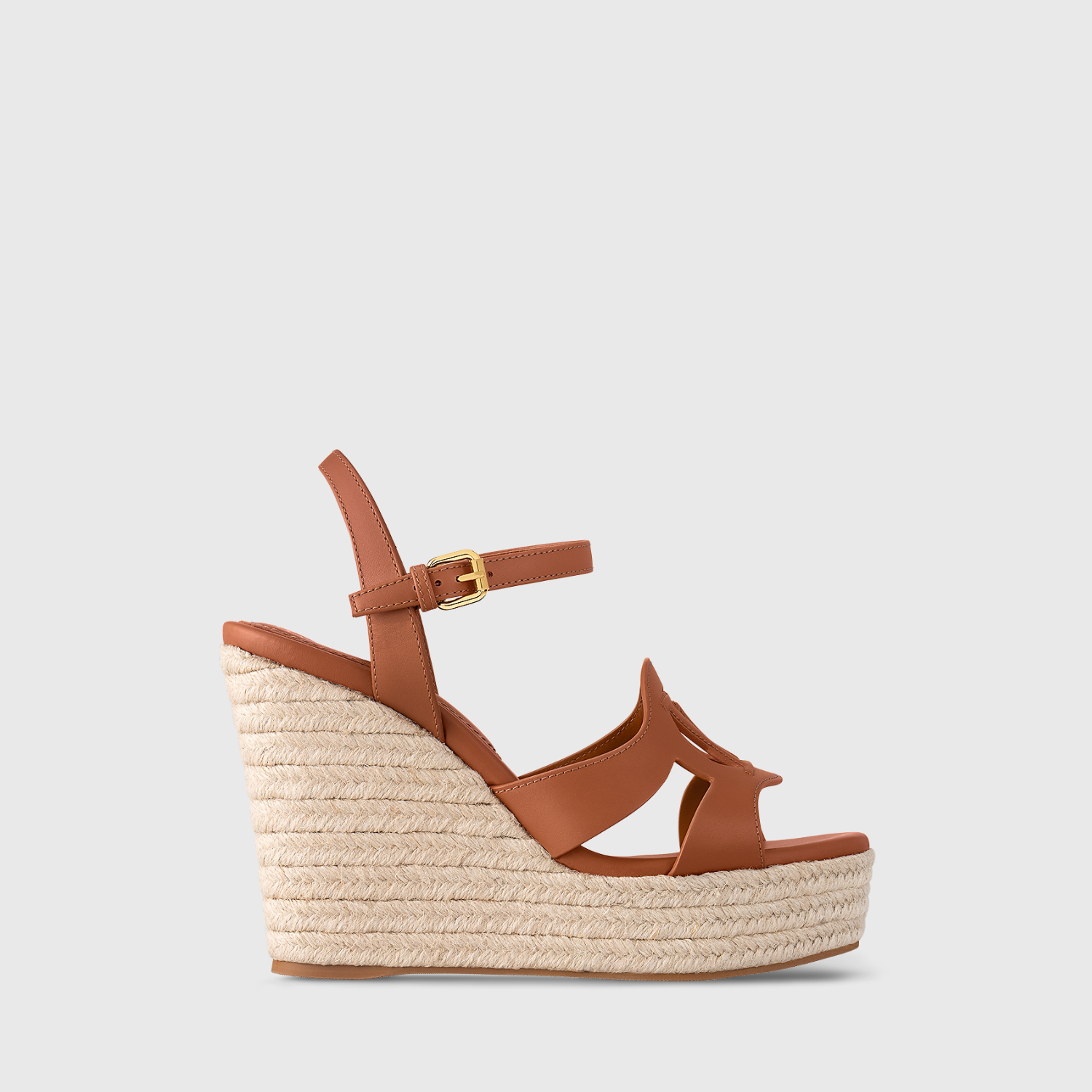 LV ISOLA WEDGE SANDAL, COGNAC – 8CM