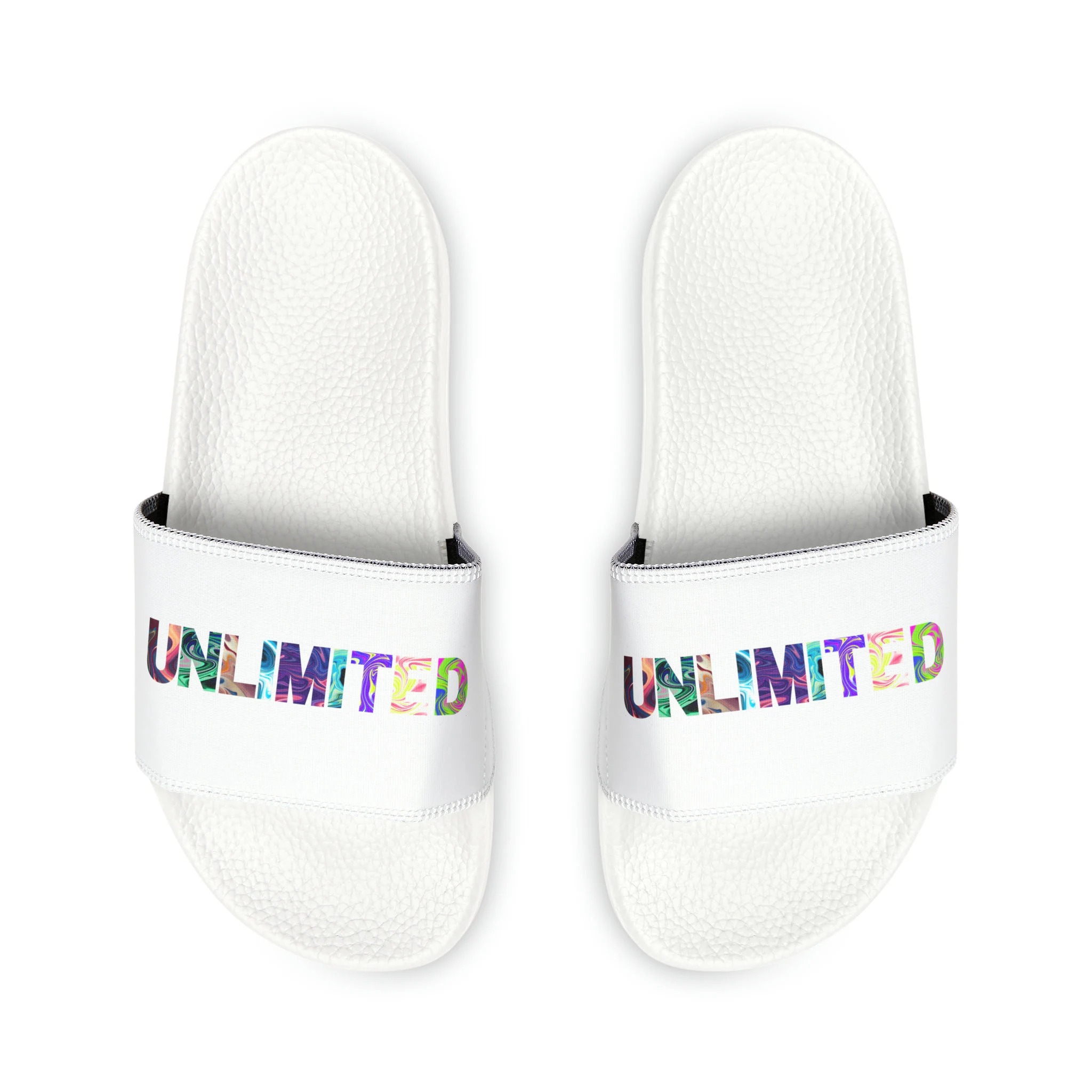 YOUTH PU SLIDE SANDALS, WHITE