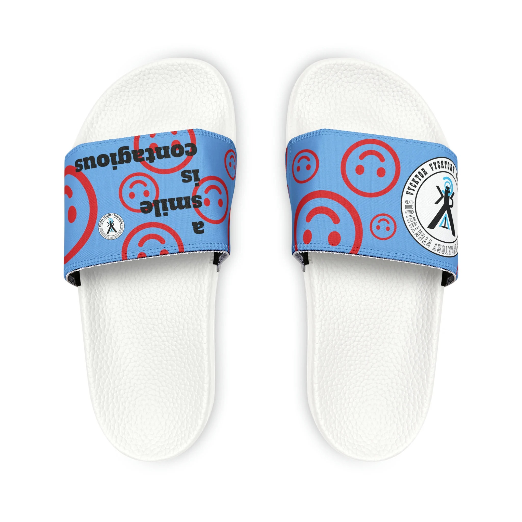 A SMILE IS CONTAGIOUS WOMEN’S PU SLIDE SANDALS