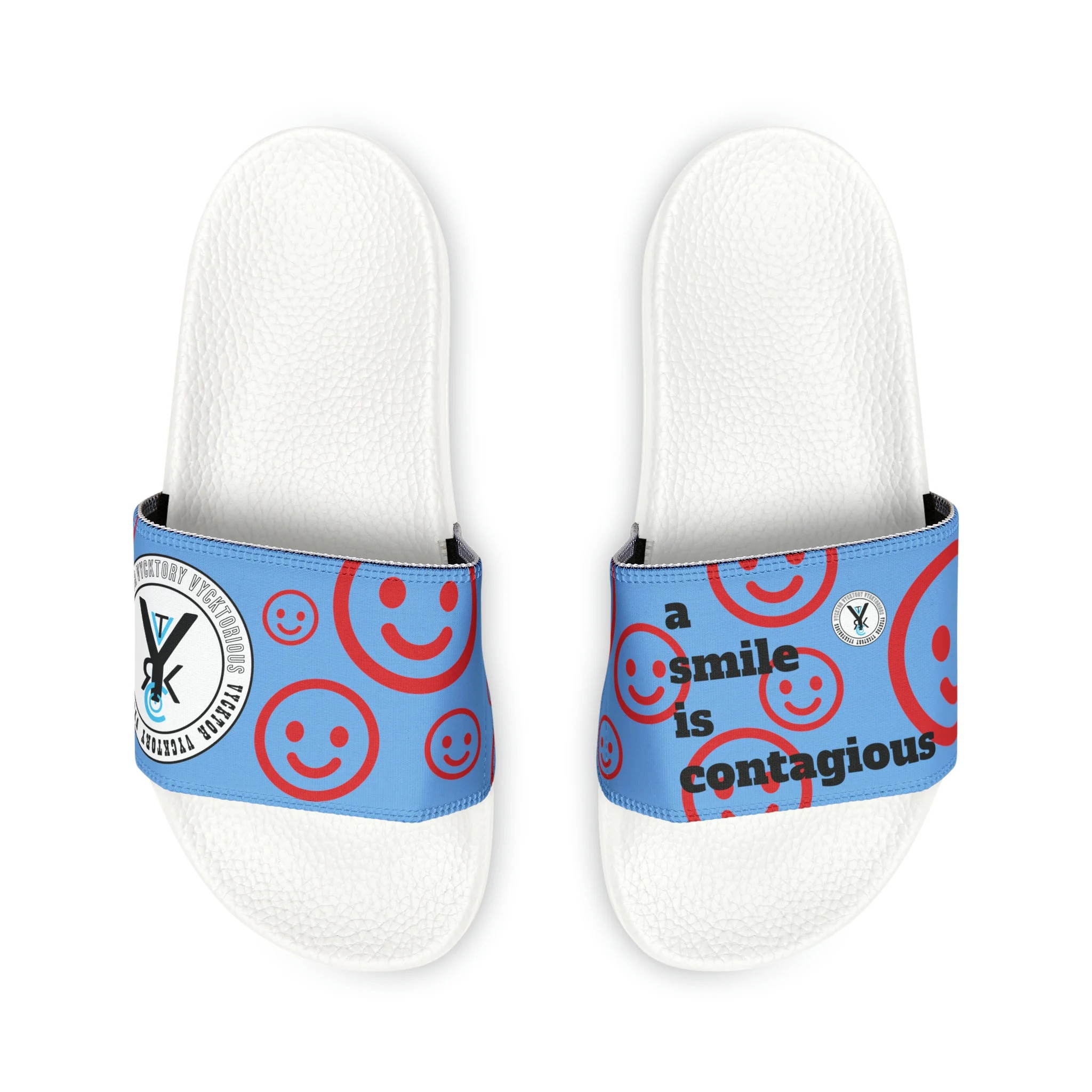 A SMILE IS CONTAGIOUS WOMEN’S PU SLIDE SANDALS