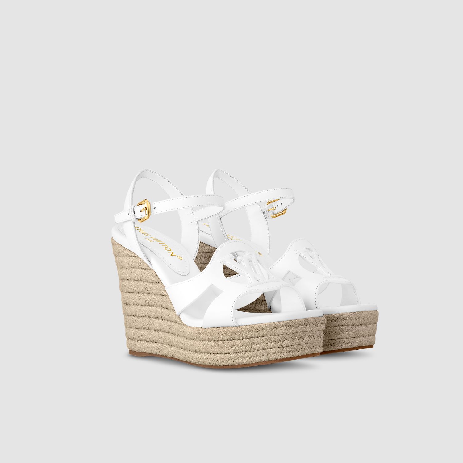 LV ISOLA WEDGE SANDAL, WHITE – 8CM