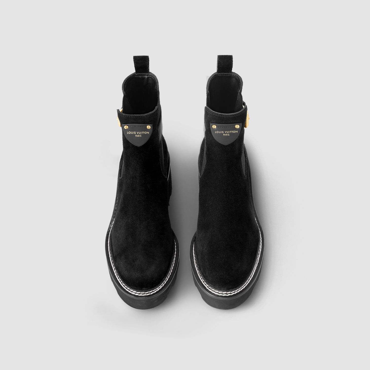 LV BEAUBOURG ANKLE BOOT, BLACK ( GOLD BUCKLES)